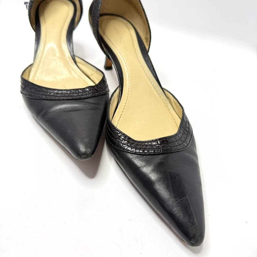 Ann Taylor Black Leather D’Orsay Pump Kitten Heel Size 8 - Picture 3 of 8